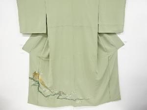 リサイクル　枝梅に雉模様刺繍一つ紋色留袖